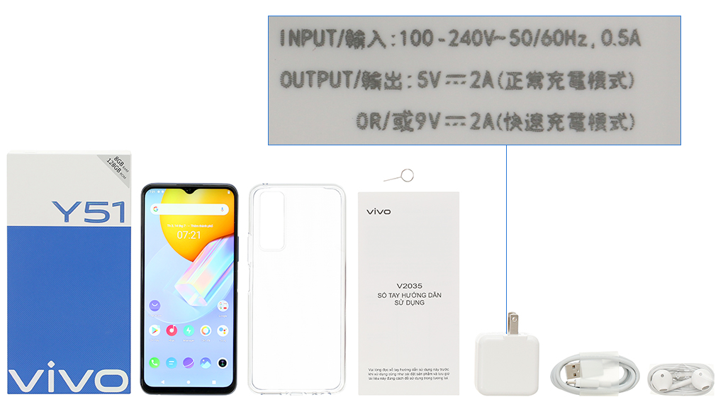 Bộ sản phẩm gồm: Hộp, Sách hướng dẫn, Cây lấy sim, Ốp lưng, Cáp Type C, Củ sạc nhanh rời đầu Type A, Tai nghe dây