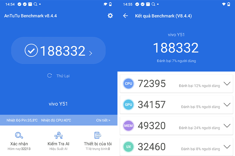 Antutu 188.332 điểm | Vivo Y51 2020