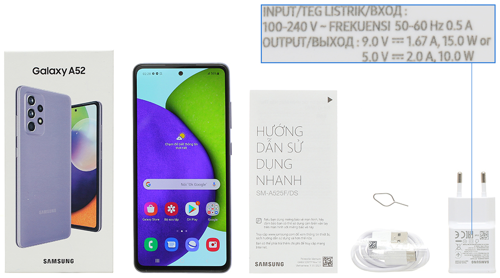 Bộ sản phẩm gồm: Hộp, Sách hướng dẫn, Cây lấy sim, Cáp Type C, Củ sạc nhanh rời đầu Type A