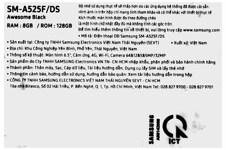 Điện thoại Samsung Galaxy A52 128GB Màu Đen