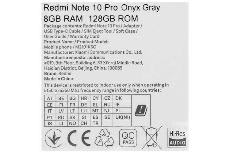 Điện thoại Xiaomi Redmi Note 10 Pro (8GB/128GB) Màu Xám