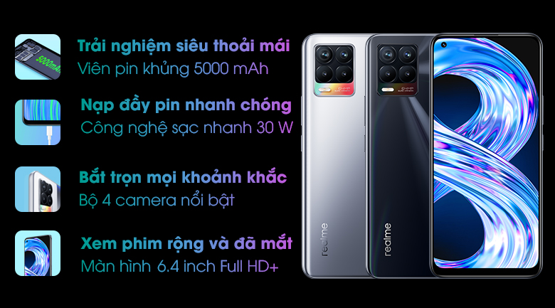 Realme 8 vừa mới giảm giá, mang đến cho bạn cơ hội sở hữu một trong những chiếc điện thoại tốt nhất với mức giá phải chăng nhất. Với camera chính độ phân giải 64MP, pin 5000mAh và màn hình AMOLED 6,4 inch, bạn có thể tận hưởng trải nghiệm tốt nhất.