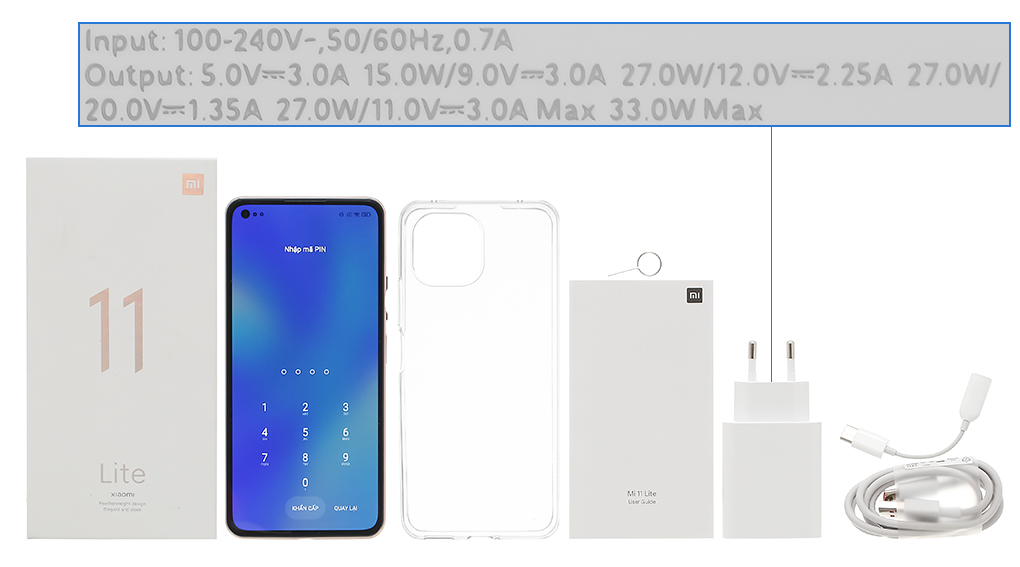 Bộ sản phẩm gồm: Hộp, Sách hướng dẫn, Jack chuyển tai nghe 3.5mm, Cây lấy sim, Ốp lưng, Cáp Type C, Củ sạc nhanh rời đầu Type A