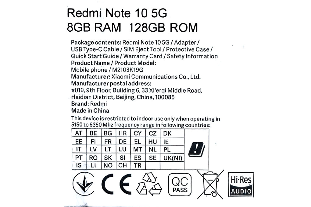 Điện thoại Xiaomi Redmi Note 10 5G 8GB Màu Xanh lá