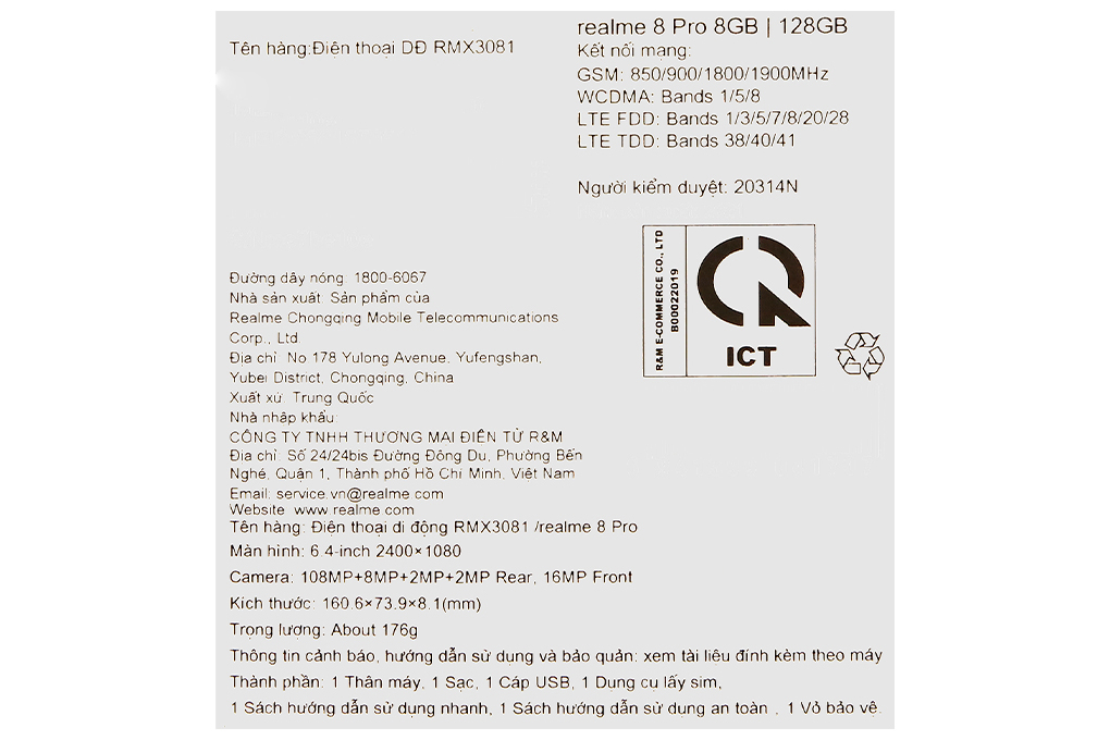 Điện thoại realme 8 Pro Màu Đen