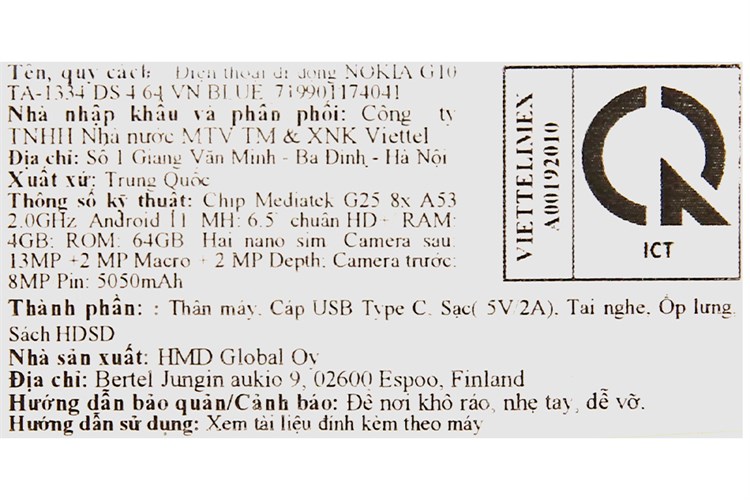 Điện thoại Nokia G10 Màu Xanh Dương