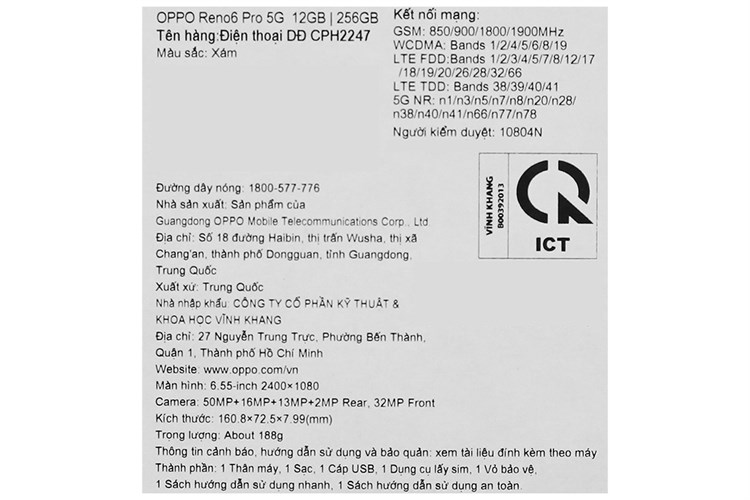 Điện thoại OPPO Reno6 Pro 5G Màu Xám