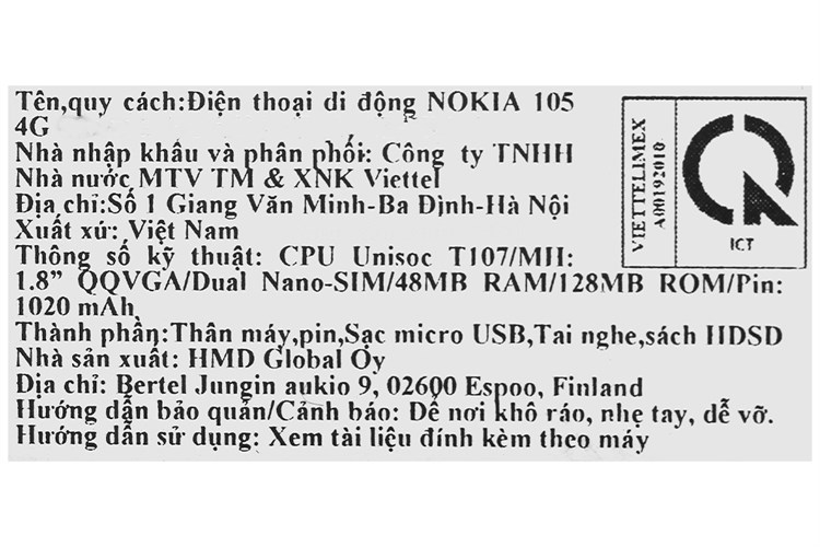 Điện thoại Nokia 105 Màu Xanh ngọc
