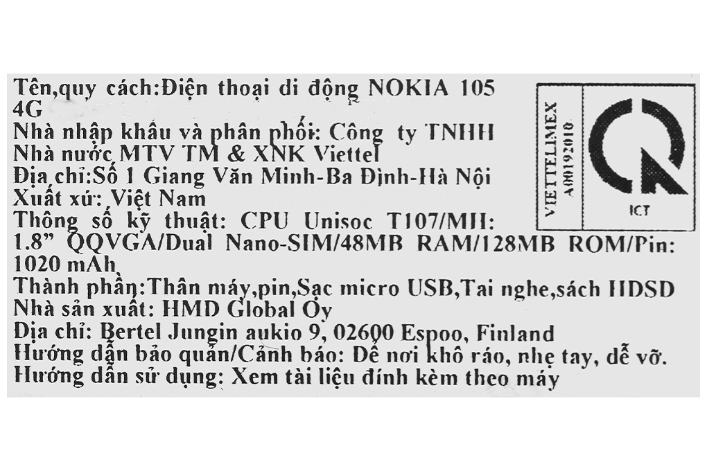 Điện thoại Nokia 105 Màu Xanh ngọc