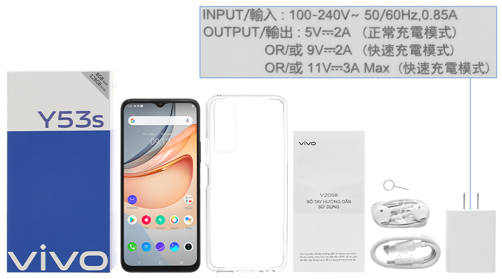 Bộ sản phẩm gồm: Hộp, Sách hướng dẫn, Cây lấy sim, Ốp lưng, Cáp Type C, Củ sạc nhanh rời đầu Type A, Tai nghe dây