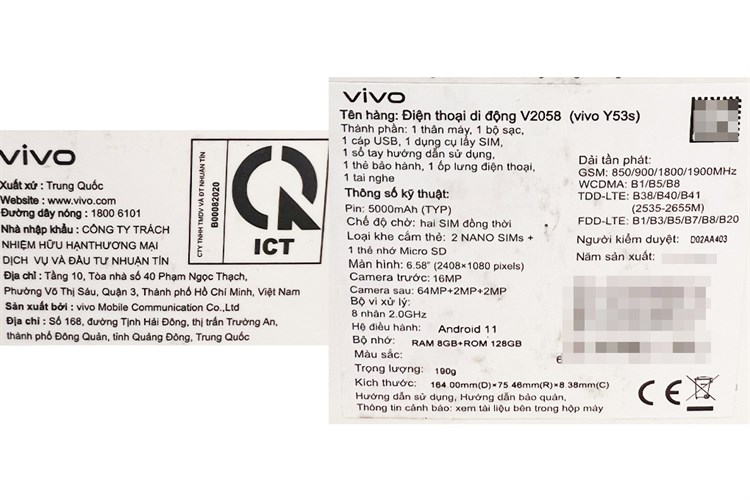 Điện thoại Vivo Y53s Màu Xanh tím