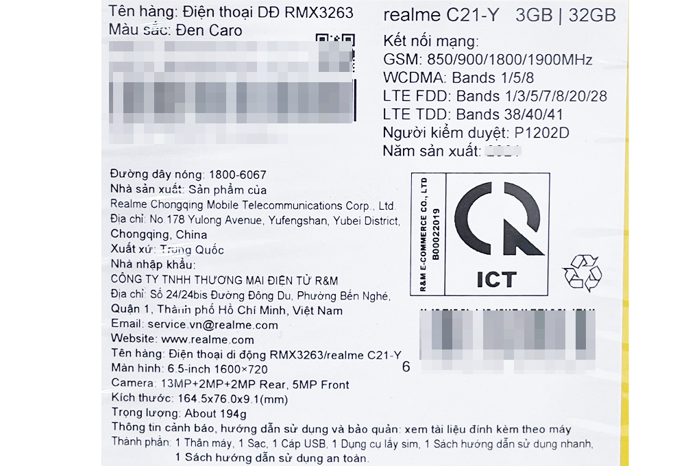 Điện thoại realme C21Y 3GB Màu Đen