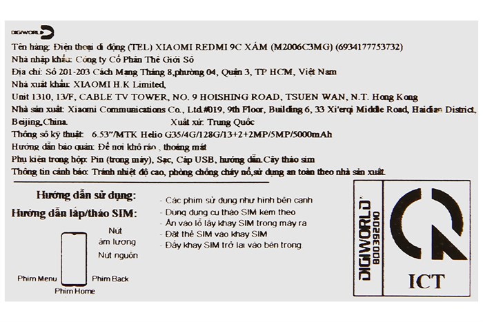 Điện thoại Xiaomi Redmi 9C (4GB/128GB) Màu Xám