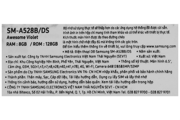 Điện thoại Samsung Galaxy A52s 5G 128GB Màu Tím