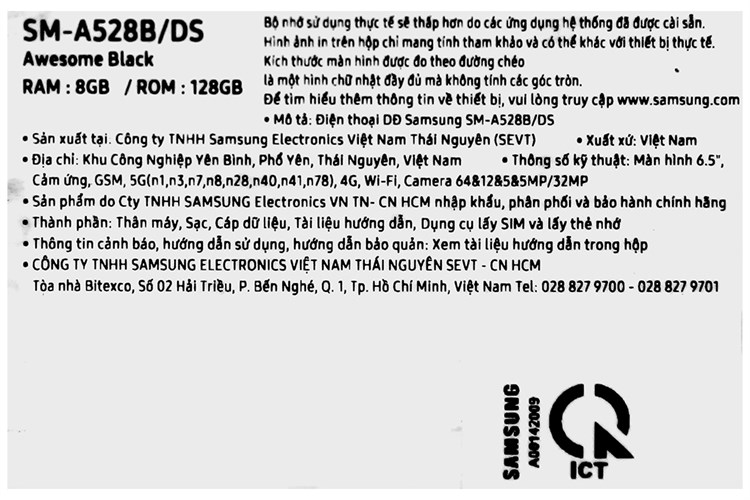 Điện thoại Samsung Galaxy A52s 5G 128GB Màu Đen