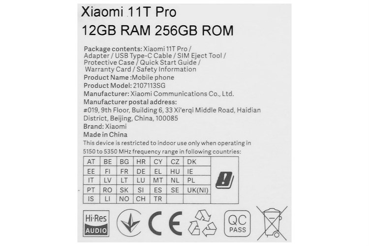 Điện thoại Xiaomi 11T Pro 5G 12GB Màu Xám