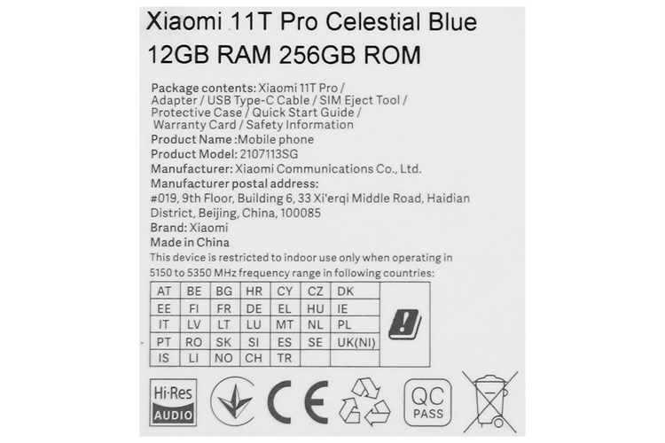 Điện thoại Xiaomi 11T Pro 5G 12GB Màu Xanh Dương