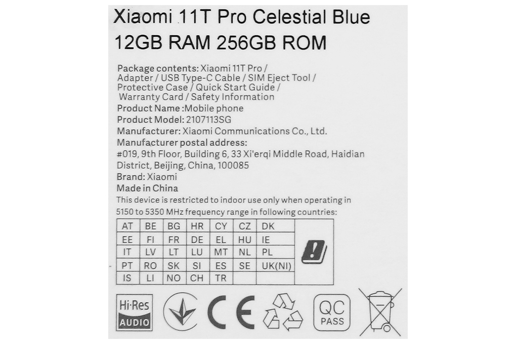 Điện thoại Xiaomi 11T Pro 5G 12GB Màu Xanh Dương