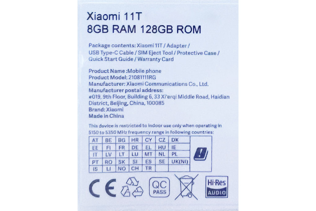 Điện thoại Xiaomi 11T 5G 128GB Màu Trắng