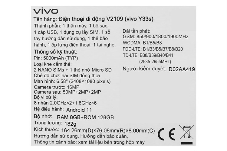 Điện thoại Vivo Y33s Màu Xanh hồng