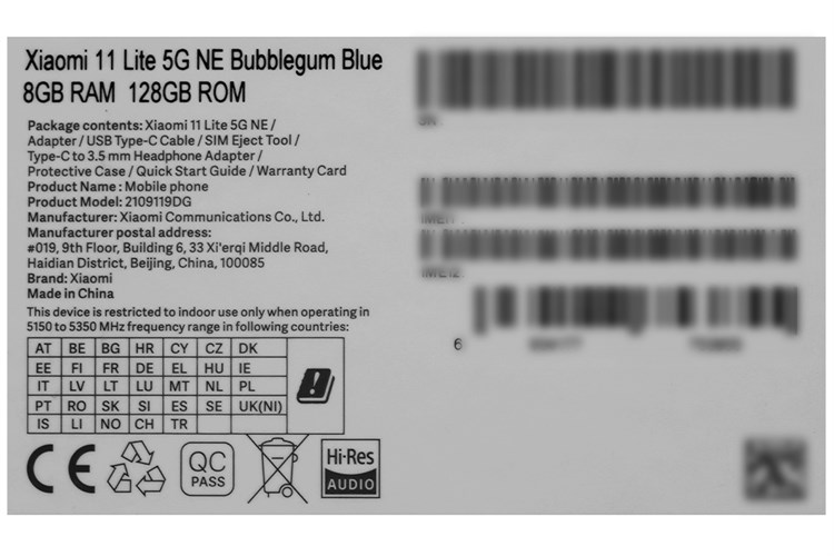 Điện thoại Xiaomi 11 Lite 5G NE Màu Xanh Dương