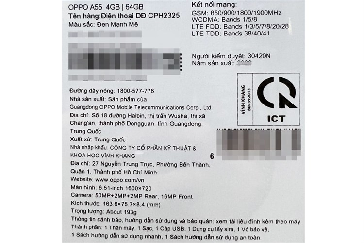 Điện thoại OPPO A55 Màu Đen