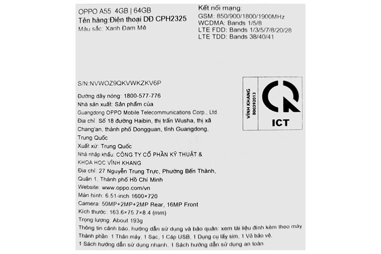 Điện thoại OPPO A55 Màu Xanh lá