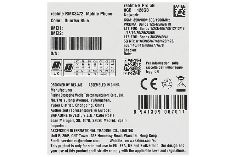 Điện thoại realme 9 Pro 5G Màu Xanh Dương