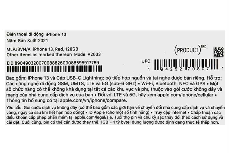 Điện thoại iPhone 13 512GB Màu Đỏ