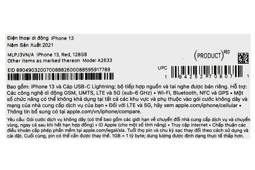 Điện thoại iPhone 13 512GB Màu Đỏ