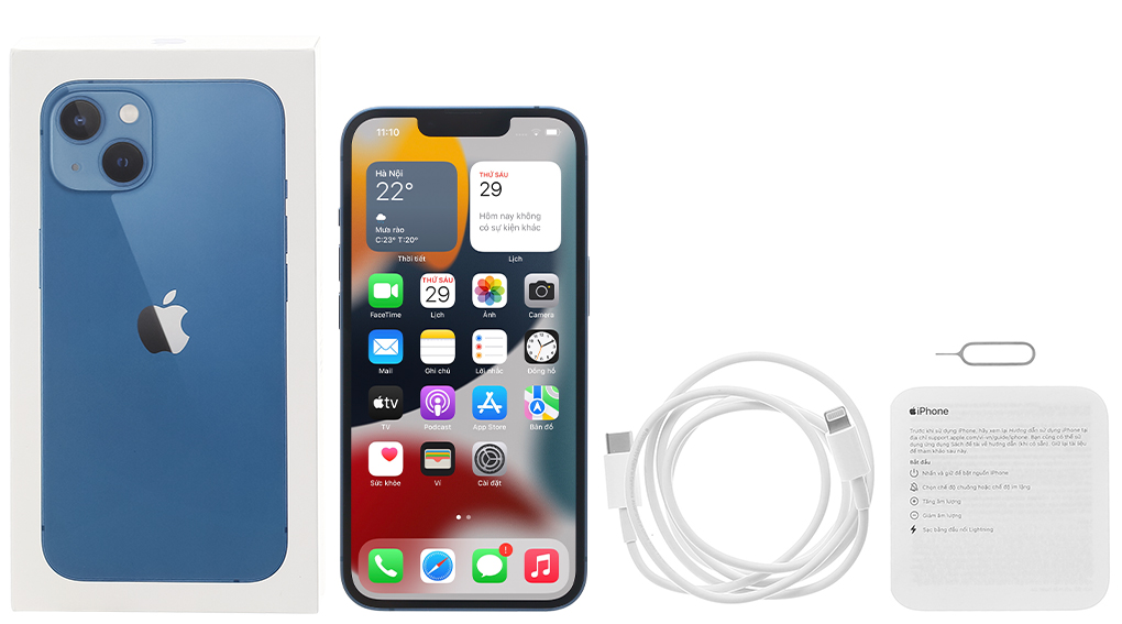 Bộ sản phẩm gồm: Hộp, Sách hướng dẫn, Cây lấy sim, Cáp Lightning - Type C