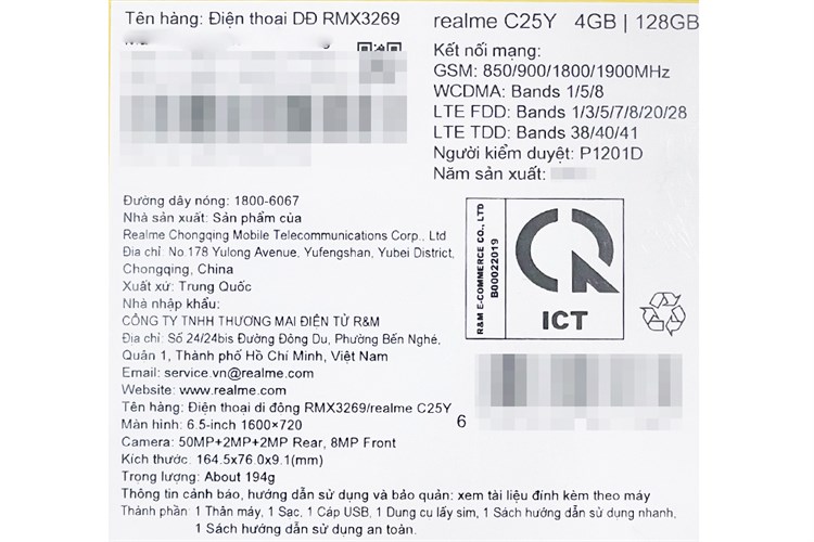 Điện thoại realme C25Y 128GB Màu Xám