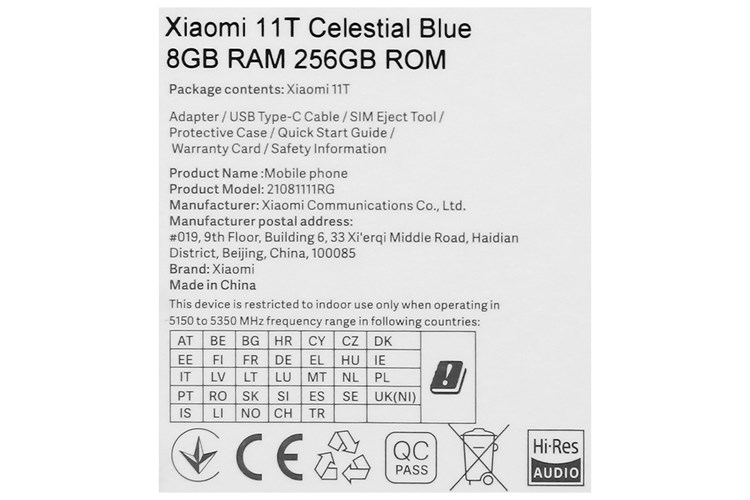 Điện thoại Xiaomi 11T 5G 256GB Màu Xanh Dương