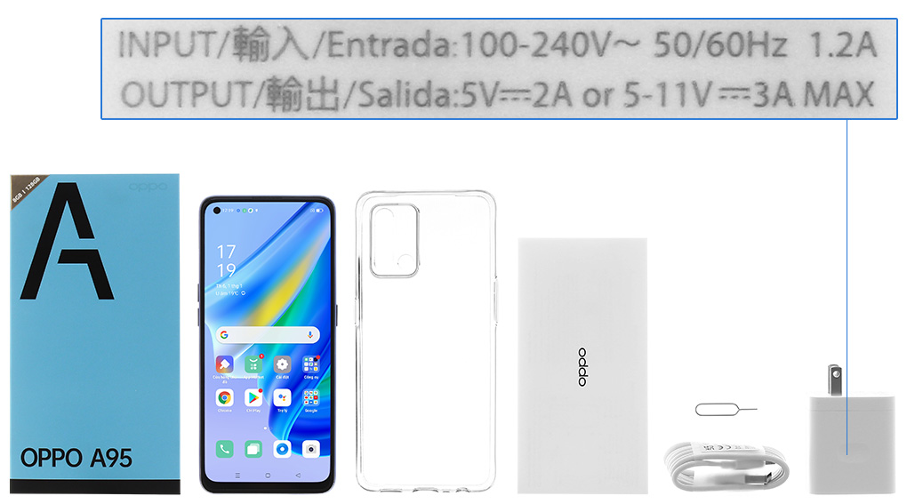 Bộ sản phẩm gồm: Hộp, Sách hướng dẫn, Cây lấy sim, Ốp lưng, Cáp Type C, Củ sạc nhanh Type C