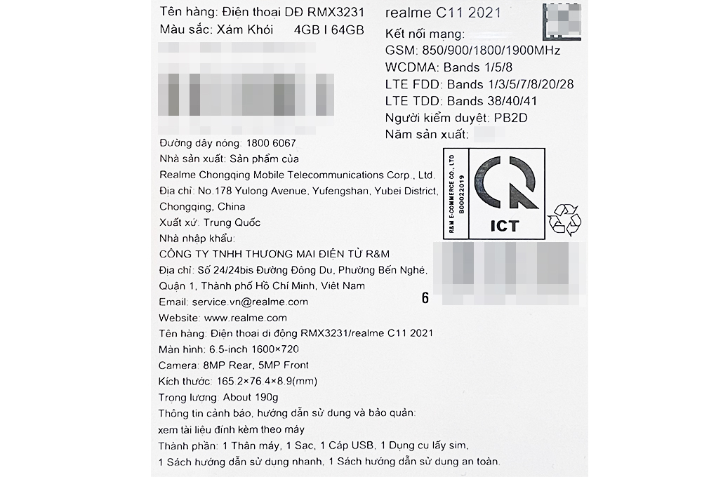 Điện thoại realme C11 (2021) 4GB/64GB Màu Xám