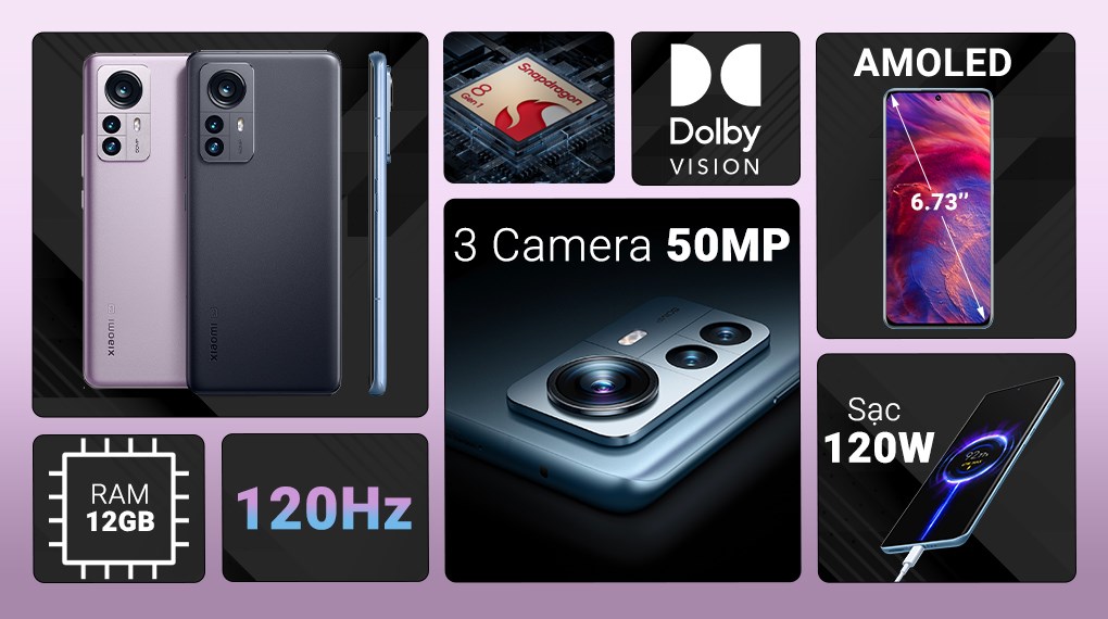 Xiaomi 12 Pro 5G: Cùng khám phá Xiaomi 12 Pro 5G - chiếc điện thoại thông minh hàng đầu của Xiaomi. Với Snapdragon 8 Gen 1 và 5G, chiếc điện thoại này sẽ giúp bạn truy cập vào những ứng dụng công nghệ mới nhất. Hơn nữa, hệ thống camera của Xiaomi 12 Pro 5G với cảm biến chính 108MP và zoom quang học 5X sẽ đem đến cho bạn những bức ảnh tuyệt đẹp nhất.