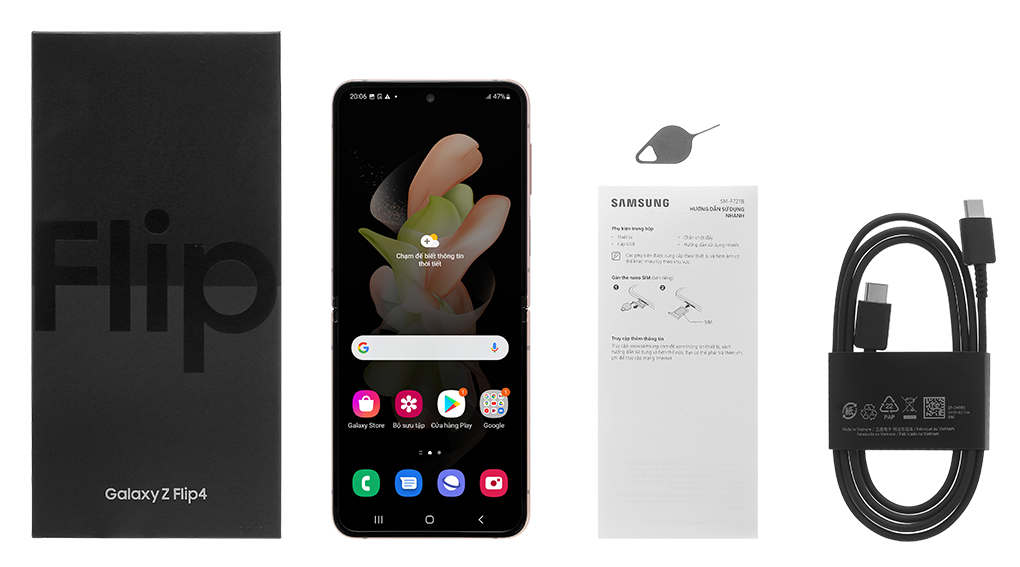 Bộ sản phẩm gồm: Hộp, Sách hướng dẫn, Cây lấy sim, Cáp Type C