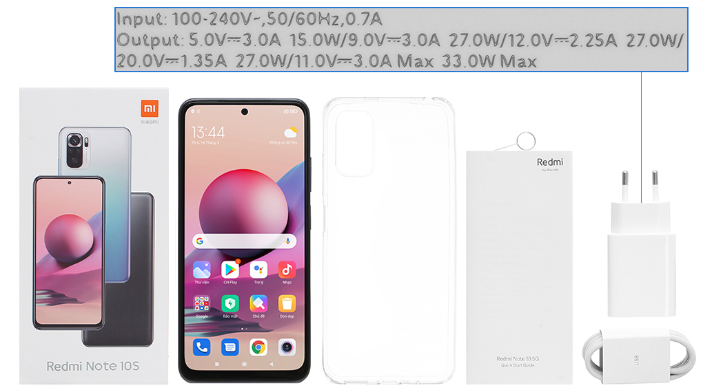 Bộ sản phẩm gồm: Hộp, Sách hướng dẫn, Cây lấy sim, Ốp lưng, Cáp Type C, Củ sạc nhanh rời đầu Type A