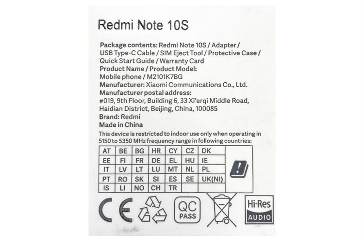 Điện thoại Xiaomi Redmi Note 10S 6GB Màu Xám