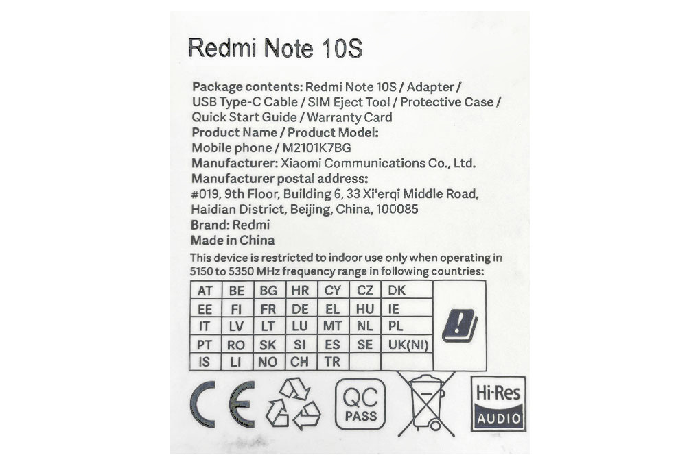 Điện thoại Xiaomi Redmi Note 10S 6GB Màu Xám