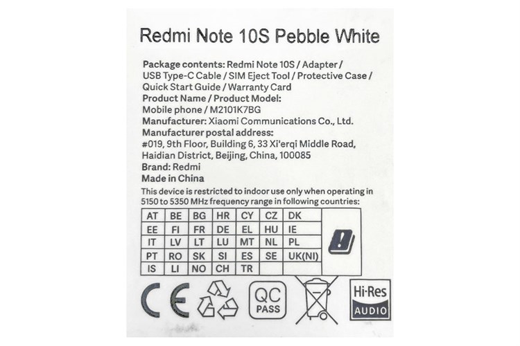 Điện thoại Xiaomi Redmi Note 10S 6GB Màu Trắng