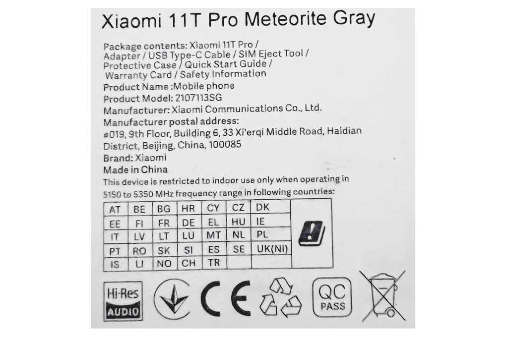 Điện thoại Xiaomi 11T Pro 5G 8GB Màu Xám