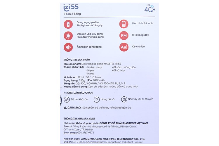 Điện thoại Masstel IZI 55 4G