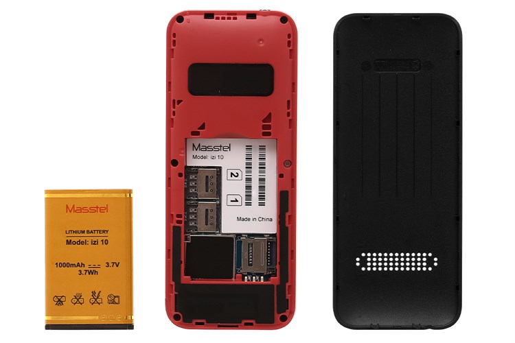 Điện thoại Masstel IZI 10 Màu Đen - Đỏ