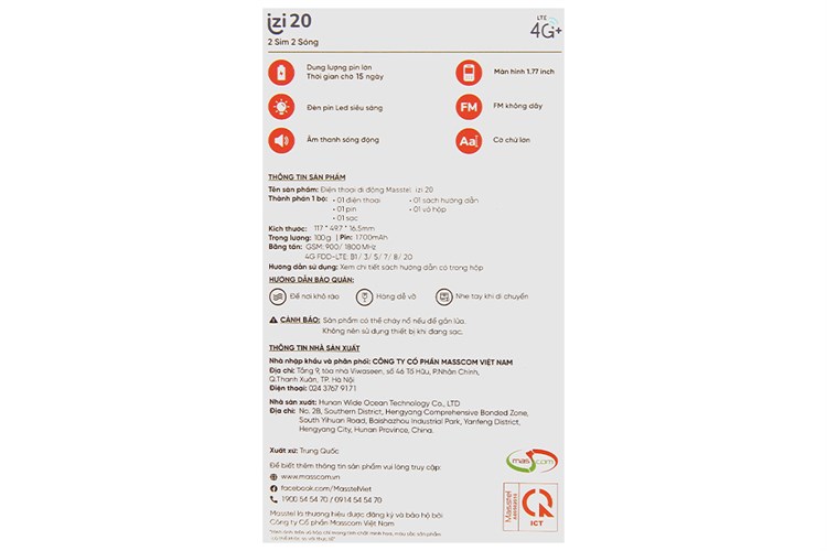 Điện thoại Masstel IZI 20 4G Màu Xanh Navy