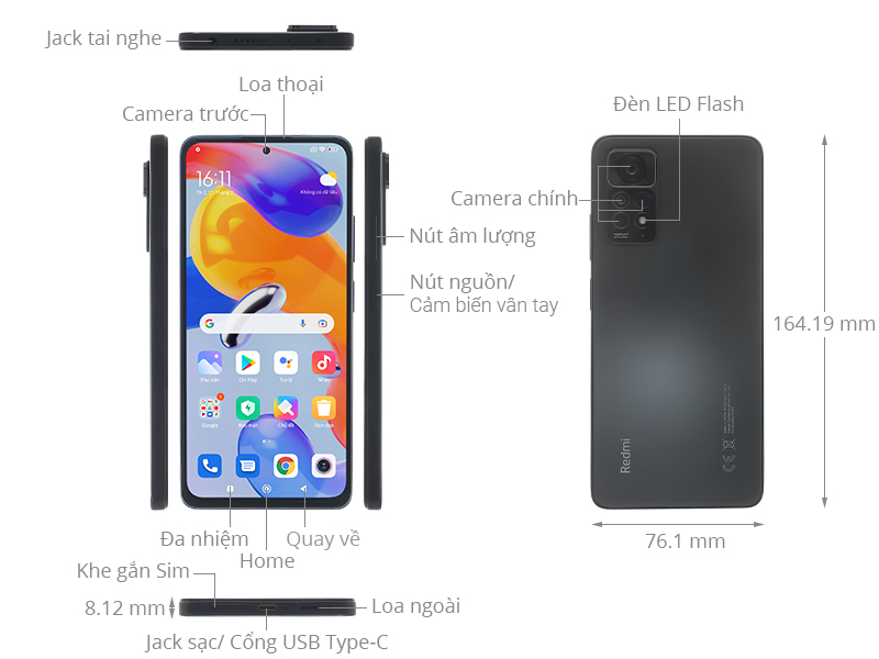 Redmi Note 11 Pro: Redmi Note 11 Pro là chiếc smartphone tuyệt vời với tính năng mạnh mẽ và cấu hình cao. Trang bị chip Snapdragon chạy mượt mà các ứng dụng và có khả năng chơi game tốt. Camera sắc nét với chế độ chụp ảnh chân dung cũng như chụp phong cảnh đều tuyệt vời. Nếu bạn đang tìm kiếm một chiếc smartphone tốt trong tầm giá, thì đây chính là lựa chọn phù hợp nhất.