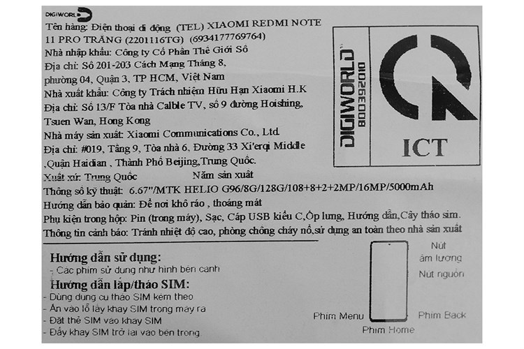 Điện thoại Xiaomi Redmi Note 11 Pro Màu Trắng