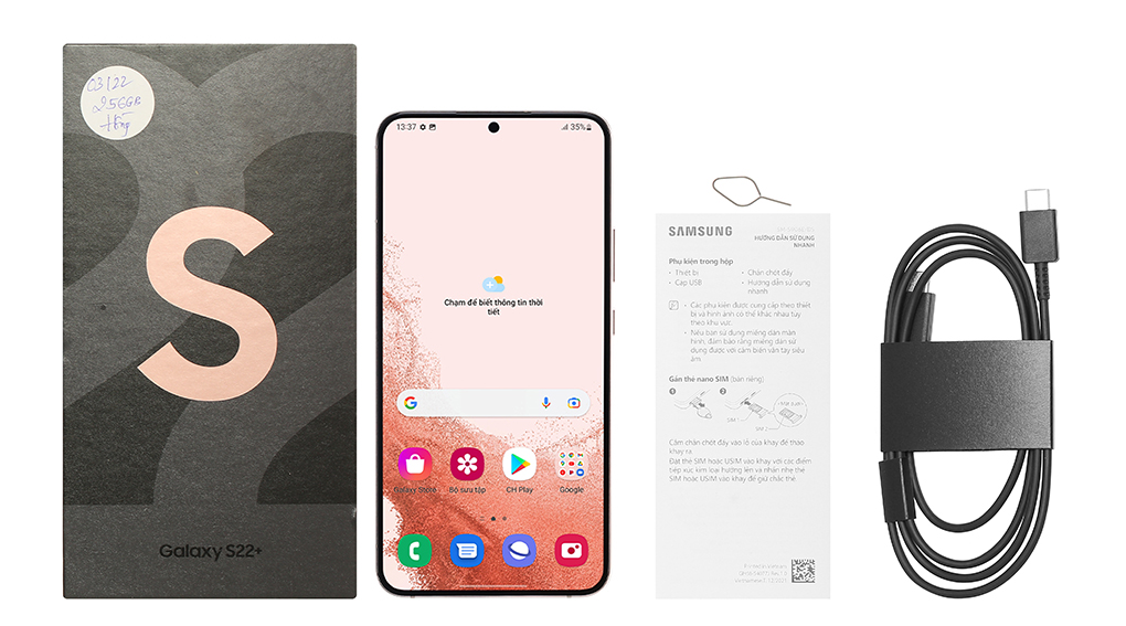 Bộ sản phẩm gồm: Hộp, Sách hướng dẫn, Cây lấy sim, Cáp Type C