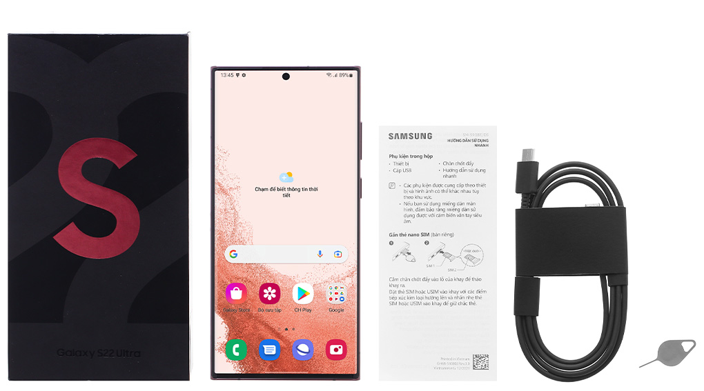 Bộ sản phẩm gồm: Hộp, Sách hướng dẫn, Bút cảm ứng, Cây lấy sim, Cáp Type C