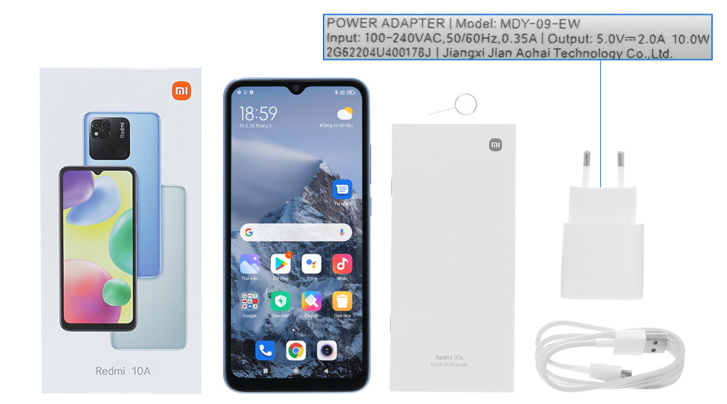 Bộ sản phẩm gồm: Hộp, Sách hướng dẫn, Cây lấy sim, Cáp microUSB, Củ sạc rời đầu Type A